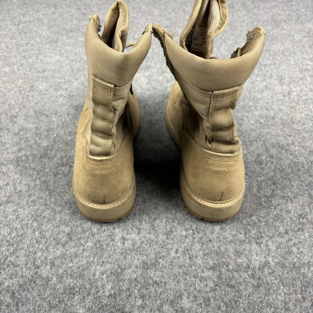 US Military Combat Boots Mens 7R Vibram Sole Tan Desert Leather USA Made‎ Field